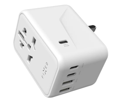 Ładowarka do smartfonów FIXED Voyager World Adapter 3xUSB-C/2xUSB GaN 65W biały